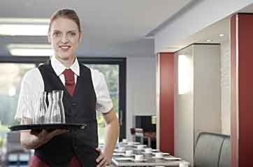 Image: Waitress carrying tray